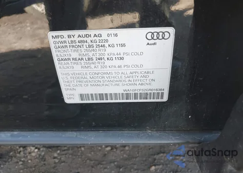 2016 Audi Q3 2.0T Premium Plus z USA, uszkodzony, nr VIN WA1GFCFS2GR016384